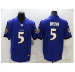 Men's Baltimore Ravens #5 Marquise Brown Nike Purple Limited Player Jersey