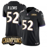 Men's Baltimore Ravens #52 Ray Lewis Black 2023 F.U.S.E. AFC North Champions Vapor Limited Football Stitched Jersey