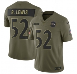 Men's Baltimore Ravens #52 Ray Lewis Olive 2025 Salute to Service Limited Football Stitched Jersey