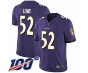 Men's Baltimore Ravens #52 Ray Lewis Purple Team Color Vapor Untouchable Limited Player 100th Season Football Jersey