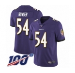Men's Baltimore Ravens #54 Tyus Bowser Purple Team Color Vapor Untouchable Limited Player 100th Season Football Jersey