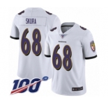 Men's Baltimore Ravens #68 Matt Skura White Vapor Untouchable Limited Player 100th Season Football Jersey