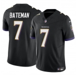 Men's Baltimore Ravens #7 Rashod Bateman Black 2023 F.U.S.E Vapor Limited Football Jersey