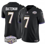 Men's Baltimore Ravens #7 Rashod Bateman Black F.U.S.E 2024 AFC North Division Champions Vapor Limited Football Jersey