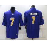 Men's Baltimore Ravens #7 Rashod Bateman Purple 2020 Color Rush Stitched NFL Nike Limited Jersey