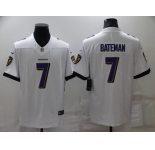 Men's Baltimore Ravens #7 Rashod Bateman White 2022 Vapor Untouchable Stitched NFL Nike Limited Jersey