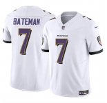 Men's Baltimore Ravens #7 Rashod Bateman White 2023 F.U.S.E Vapor Limited Football Jersey