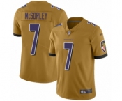 Men's Baltimore Ravens #7 Trace McSorley Limited Gold Inverted Legend Football Jersey