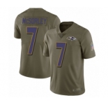 Men's Baltimore Ravens #7 Trace McSorley Limited Olive 2017 Salute to Service Football Jersey