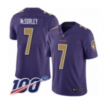 Men's Baltimore Ravens #7 Trace McSorley Limited Purple Rush Vapor Untouchable 100th Season Football Jersey
