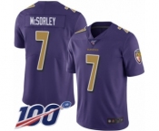 Men's Baltimore Ravens #7 Trace McSorley Limited Purple Rush Vapor Untouchable 100th Season Football Jersey