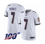 Men's Baltimore Ravens #7 Trace McSorley White Vapor Untouchable Limited Player 100th Season Football Jersey