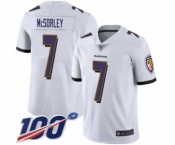 Men's Baltimore Ravens #7 Trace McSorley White Vapor Untouchable Limited Player 100th Season Football Jersey