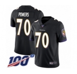 Men's Baltimore Ravens #70 Ben Powers Black Alternate Vapor Untouchable Limited Player 100th Season Football Jersey