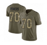 Men's Baltimore Ravens #70 Ben Powers Limited Olive Camo Salute to Service Football Jersey