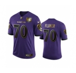 Men's Baltimore Ravens #70 D.J. Fluker Purple Team 25th Season Golden Limited Football Jersey