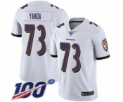 Men's Baltimore Ravens #73 Marshal Yanda White Vapor Untouchable Limited Player 100th Season Football Jersey