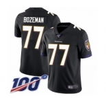 Men's Baltimore Ravens #77 Bradley Bozeman Black Alternate Vapor Untouchable Limited Player 100th Season Football Jersey