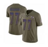 Men's Baltimore Ravens #77 Bradley Bozeman Limited Olive 2017 Salute to Service Football Jersey