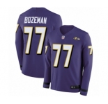 Men's Baltimore Ravens #77 Bradley Bozeman Limited Purple Therma Long Sleeve Football Jersey