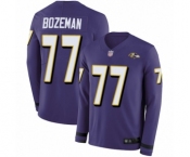 Men's Baltimore Ravens #77 Bradley Bozeman Limited Purple Therma Long Sleeve Football Jersey