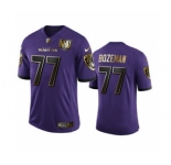 Men's Baltimore Ravens #77 Bradley Bozeman Purple Team 25th Season Golden Limited Football Jersey