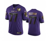 Men's Baltimore Ravens #77 Bradley Bozeman Purple Team 25th Season Golden Limited Football Jersey