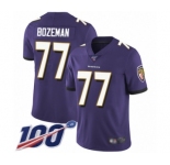 Men's Baltimore Ravens #77 Bradley Bozeman Purple Team Color Vapor Untouchable Limited Player 100th Season Football Jersey