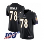 Men's Baltimore Ravens #78 Orlando Brown Jr. Black Alternate Vapor Untouchable Limited Player 100th Season Football Jersey