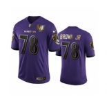 Men's Baltimore Ravens #78 Orlando Brown Jr. Purple Team 25th Season Golden Limited Football Jersey