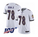 Men's Baltimore Ravens #78 Orlando Brown Jr. White Vapor Untouchable Limited Player 100th Season Football Jersey