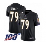 Men's Baltimore Ravens #79 Ronnie Stanley Black Alternate Vapor Untouchable Limited Player 100th Season Football Jersey
