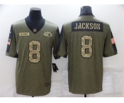 Men's Baltimore Ravens #8 Lamar Jackson 2021 Olive Camo Salute To Service Limited Stitched Football Jersey