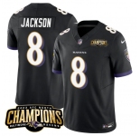 Men's Baltimore Ravens #8 Lamar Jackson Black 2023 F.U.S.E. AFC North Champions Vapor Limited Football Stitched Jersey