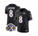 Men's Baltimore Ravens #8 Lamar Jackson Black 2023 F.U.S.E With Patch Throwback Vapor Limited Stitched Jersey