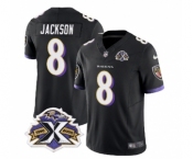 Men's Baltimore Ravens #8 Lamar Jackson Black 2023 F.U.S.E With Patch Throwback Vapor Limited Stitched Jersey