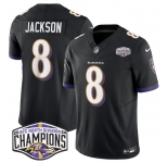 Men's Baltimore Ravens #8 Lamar Jackson Black F.U.S.E 2024 AFC North Division Champions Vapor Limited Football Jersey