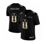 Men's Baltimore Ravens #8 Lamar Jackson Limited Black Statue of Liberty Football Jersey