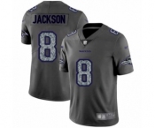 Men's Baltimore Ravens #8 Lamar Jackson Limited Gray Static Fashion Football Jersey