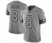 Men's Baltimore Ravens #8 Lamar Jackson Limited Gray Team Logo Gridiron Football Jersey