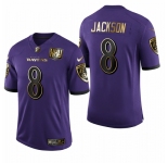 Men's Baltimore Ravens #8 Lamar Jackson Limited Olive Gold Football Jersey