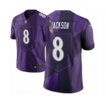 Men's Baltimore Ravens #8 Lamar Jackson Limited Purple City Edition Football Jersey