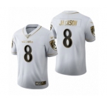Men's Baltimore Ravens #8 Lamar Jackson Limited White Golden Edition Football Jersey