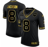 Men's Baltimore Ravens #8 Lamar Jackson Olive Gold Nike 2020 Salute To Service Limited Jersey
