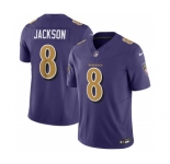 Men's Baltimore Ravens #8 Lamar Jackson Purple 2023 F.U.S.E Coloe Rush Jersey