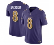 Men's Baltimore Ravens #8 Lamar Jackson Purple 2023 F.U.S.E Coloe Rush Jersey