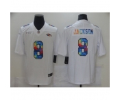 Men's Baltimore Ravens #8 Lamar Jackson White Rainbow Version Nike Limited Jersey