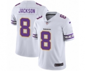 Men's Baltimore Ravens #8 Lamar Jackson White Team Logo Cool Edition Jersey
