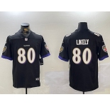 Men's Baltimore Ravens #80 Isaiah Likely Black Vapor Limited Football Limited Jersey