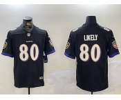 Men's Baltimore Ravens #80 Isaiah Likely Black Vapor Limited Football Limited Jersey